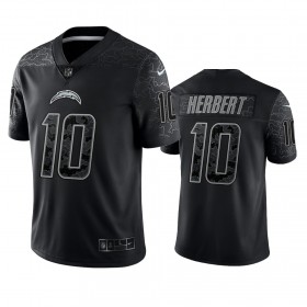 Camiseta Hombre NFL Los Angeles Chargers Justin Herbert 10 Negro Reflective Limited